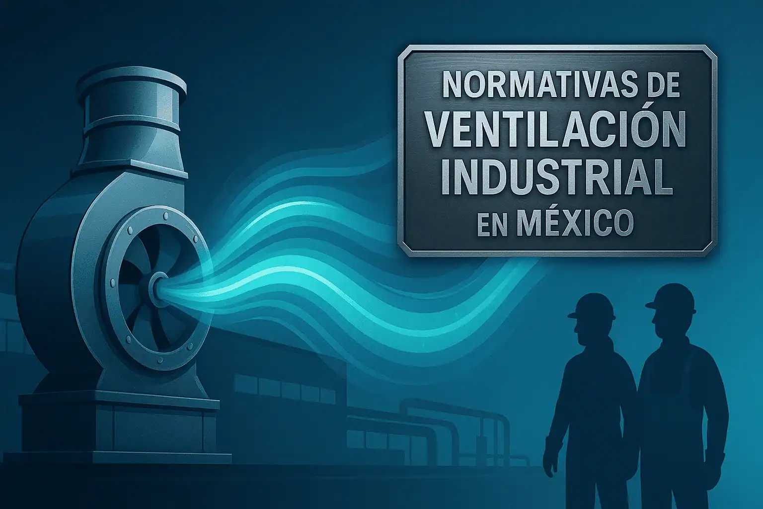 Normativas de ventilación industrial en México representadas con sistema de extracción y aire limpio.