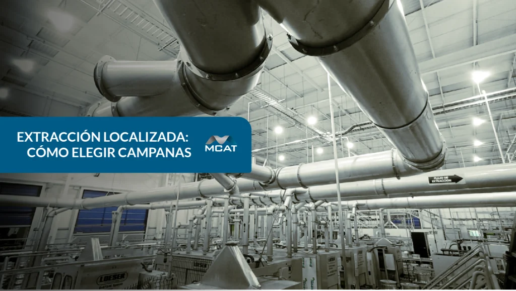 Tipos de campanas para extracción localizada en procesos industriales: dosel, ranurada, cabina y brazo extractor para humos, polvo y vapores