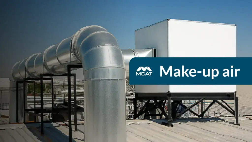 Diagrama de inyección y extracción de aire con make-up air para evitar presión negativa y mejorar extractor de aire industrial