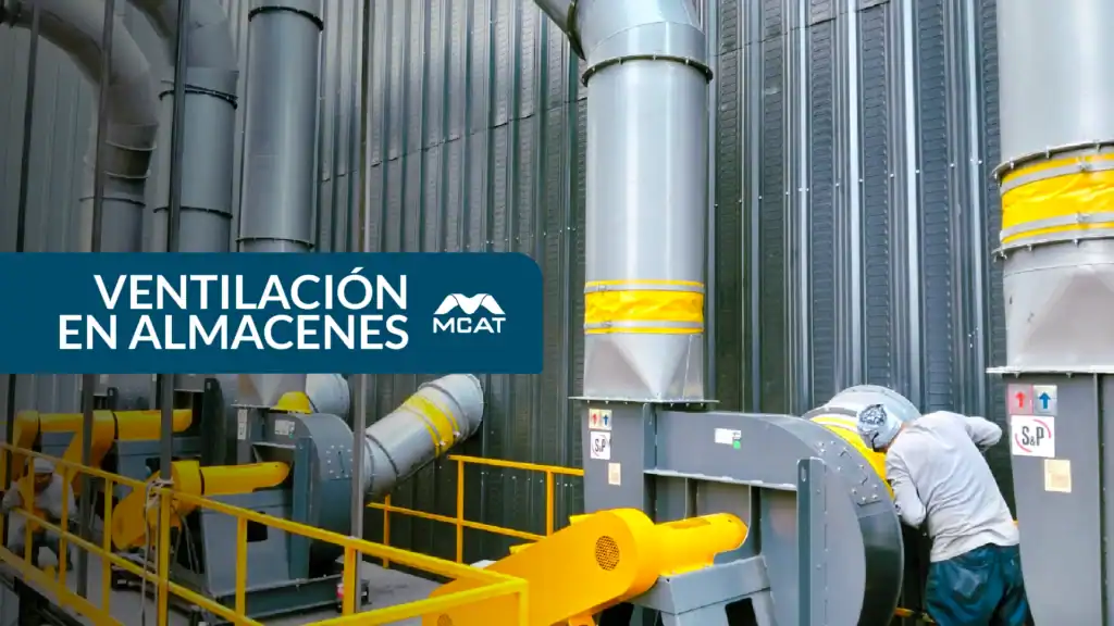 Ventilación en almacenes con aire limpio y extracción para controlar polvo en bodega sin re-suspenderlo